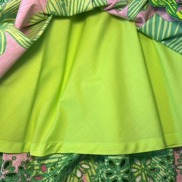 LILLY PULITZER Ingrid Vtg White Label Floral Pleated Skirt Eyelet Hem Size 8 - Picture 5 of 11